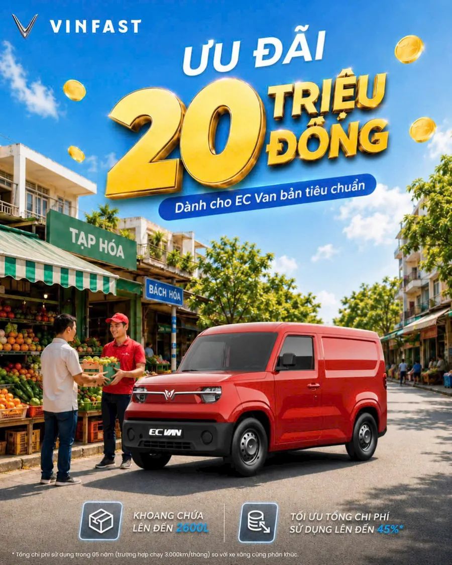 Ưu đãi VinFast EC Van 20 triệu đồng